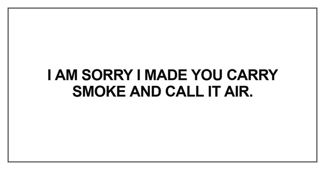 I am sorry I made you carry smoke I am sorry I made you carry smoke
