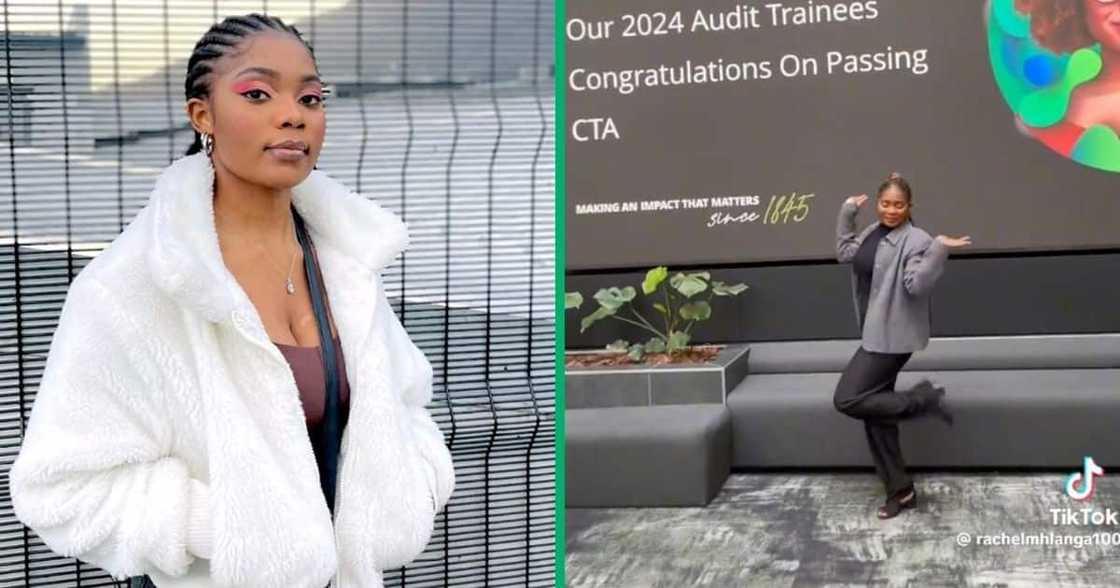 A trainee accountant celebrated bagging a job at Deloitte