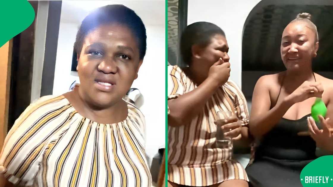 A woman tasted lotion as part of a prank. A woman tasted lotion as part of a prank.