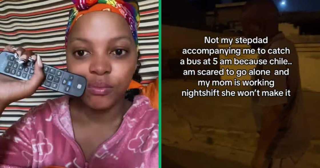 Stepdad accompanying daughter to bus Stepdad accompanying daughter to bus