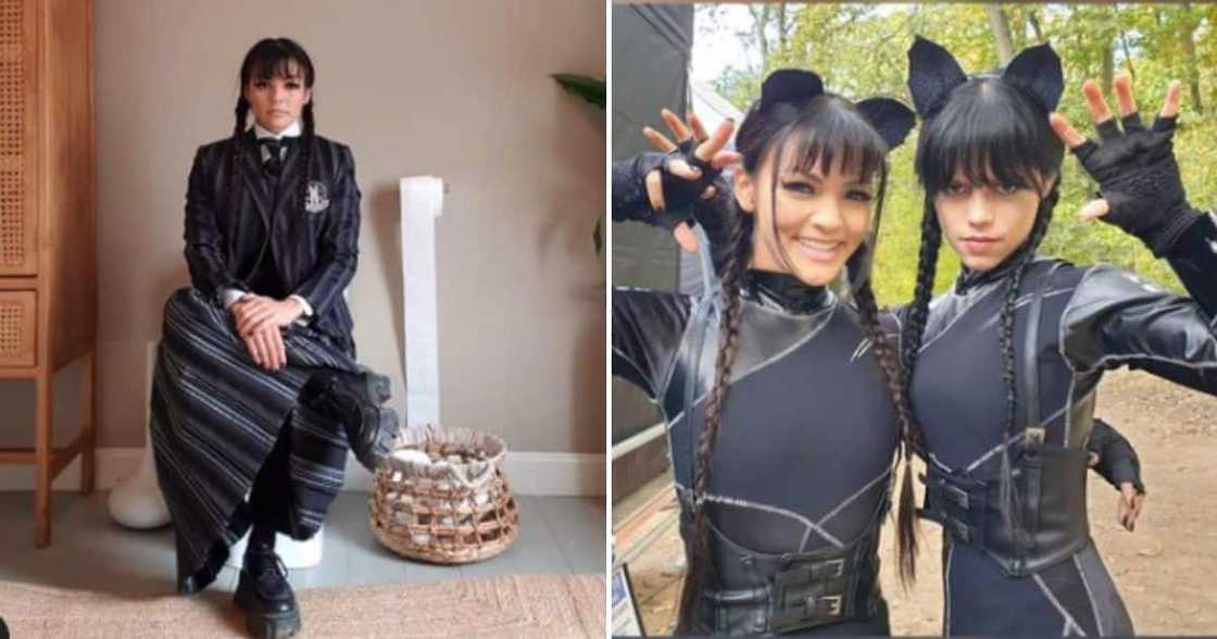 SA-born woman Jenny Ayumi playing Wednesday's stunt double SA-born woman Jenny Ayumi playing Wednesday's stunt double