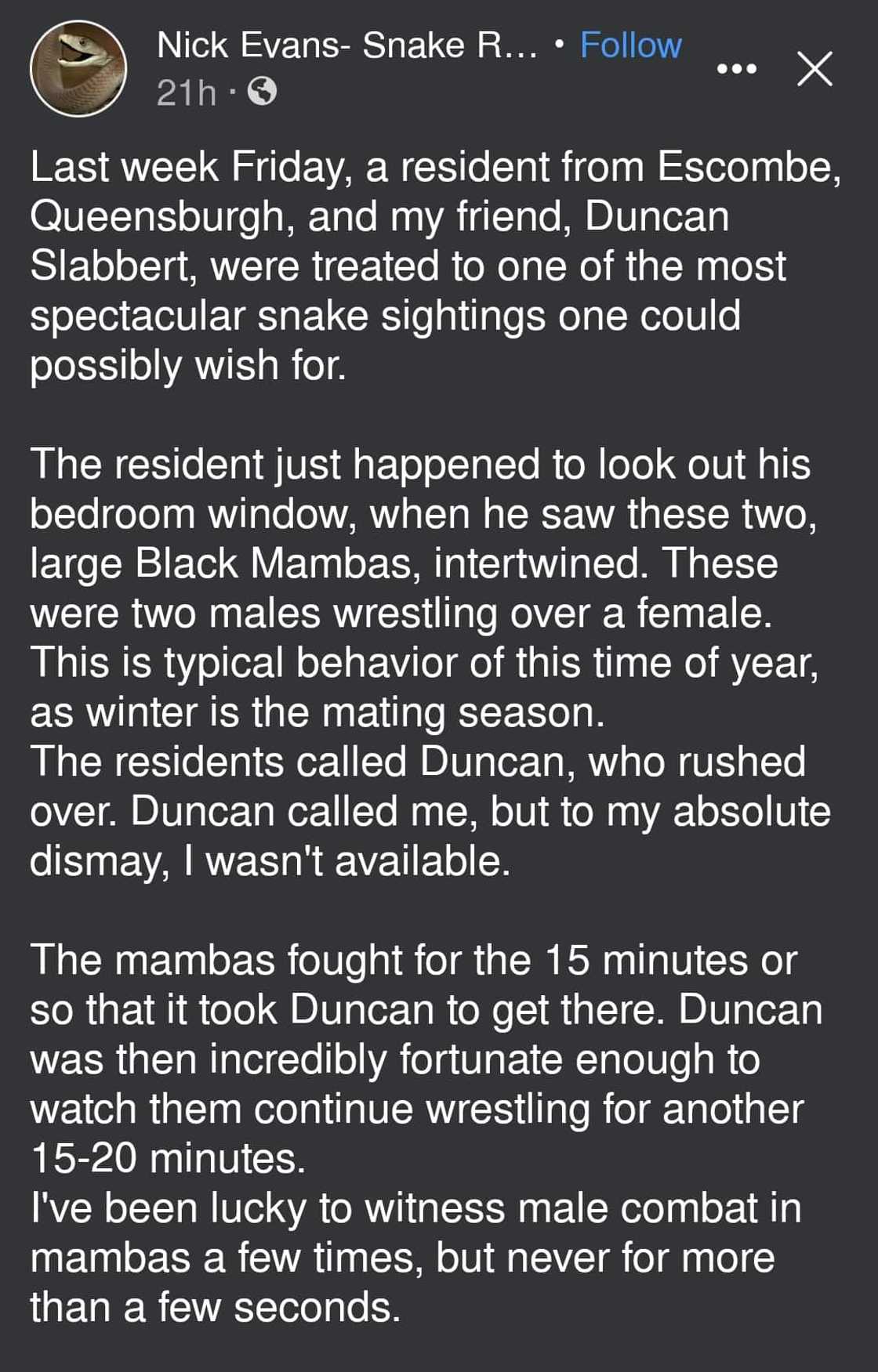 Nick Evans explains snake fight Nick Evans explains snake fight