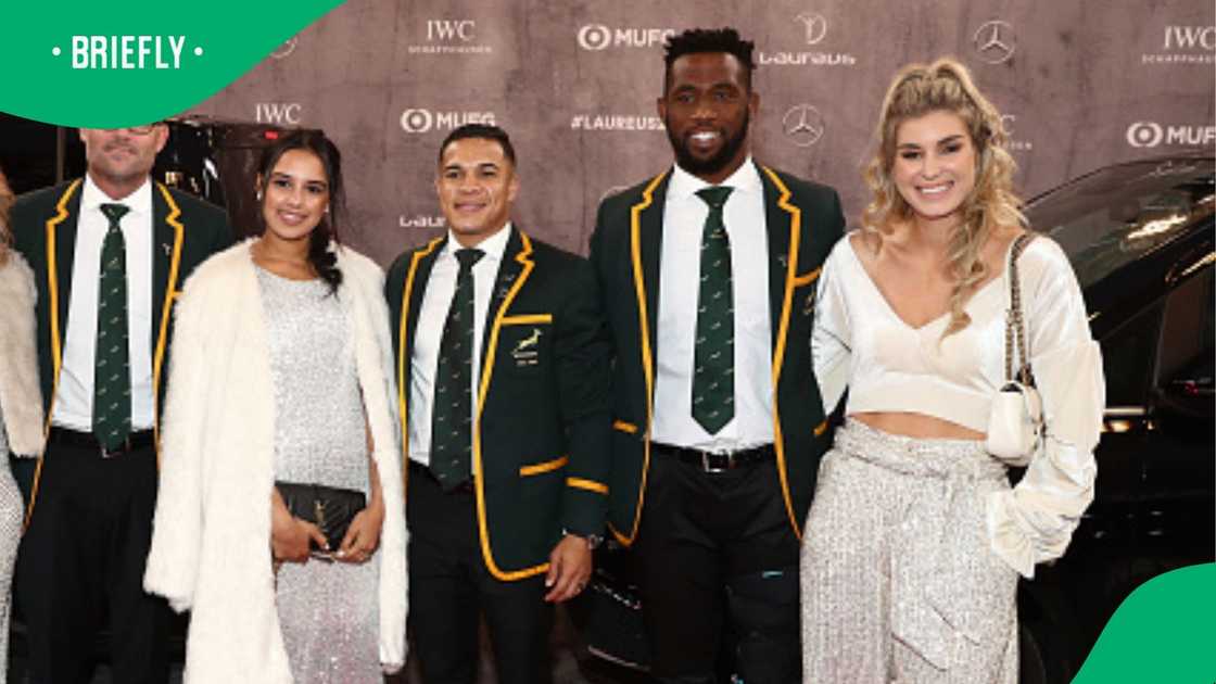 Cheslin Kolbe, Layla Kolbe, Siya Kolisi and Rachel Kolisi attend an event together in Germany in 2020. Cheslin Kolbe, Layla Kolbe, Siya Kolisi and Rachel Kolisi attend an event together in Germany in 2020.