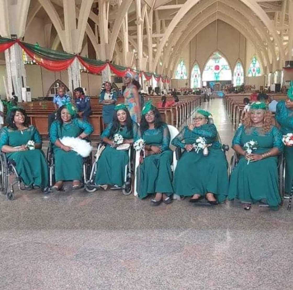 Beautiful photos as lady in wheelchair ties the knot with her bridal train also in wheelchairs