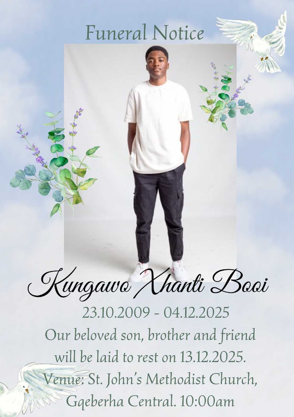 Kungawo Booi will be laid to rest on 13 December 2025