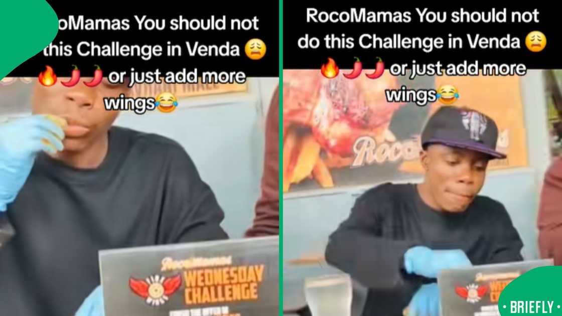 The image on the ight showed the Venda man eating wings The image on the ight showed the Venda man eating wings