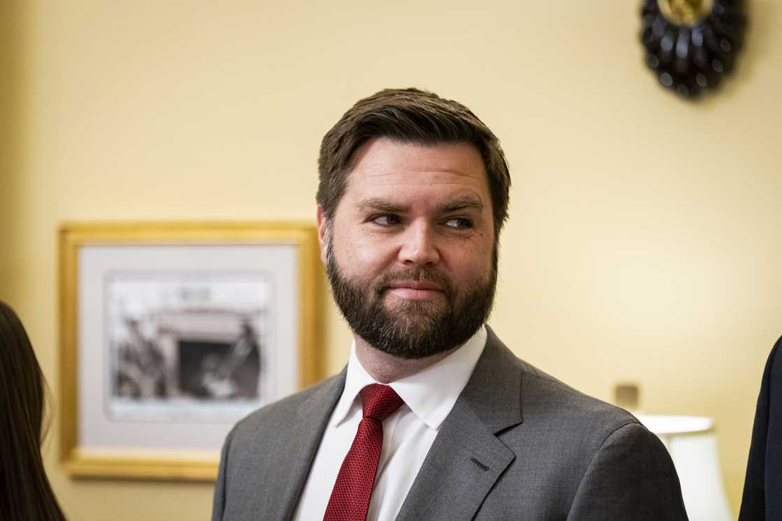 J.D. Vance during a meeting with Senate Minority Leader Mitch McConnell, a Republican from Kentucky, not pictured, at the US Capitol in Washington, DC J.D. Vance during a meeting with Senate Minority Leader Mitch McConnell, a Republican from Kentucky, not pictured, at the US Capitol in Washington, DC