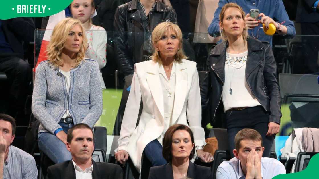 Brigitte Macron and her daughters, Laurence and Tiphaine Auzière, at the AccorHotels Arena in 2017 Brigitte Macron and her daughters, Laurence and Tiphaine Auzière, at the AccorHotels Arena in 2017