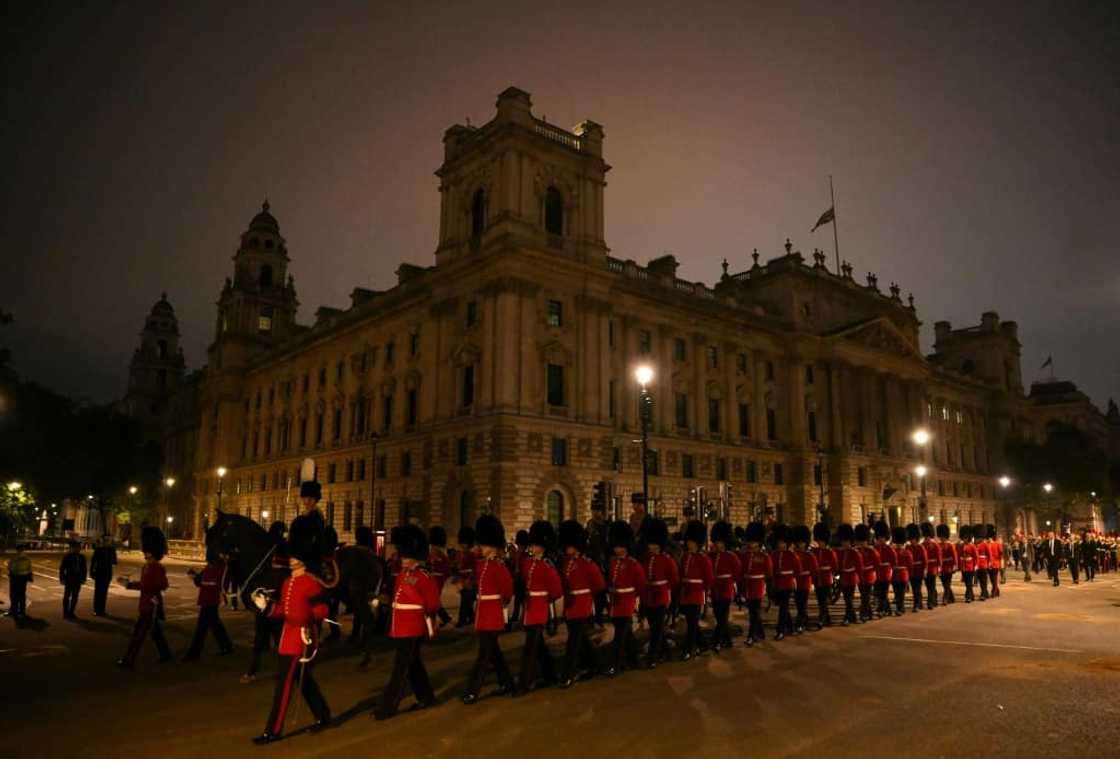 Soldiers have been practising at night for the funeral procession Soldiers have been practising at night for the funeral procession