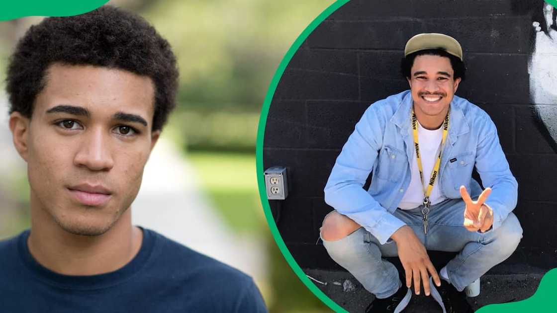 Richard Pryor wearing a dark-coloured t-shirt (L). The comedian sitting against a dark wall (R)