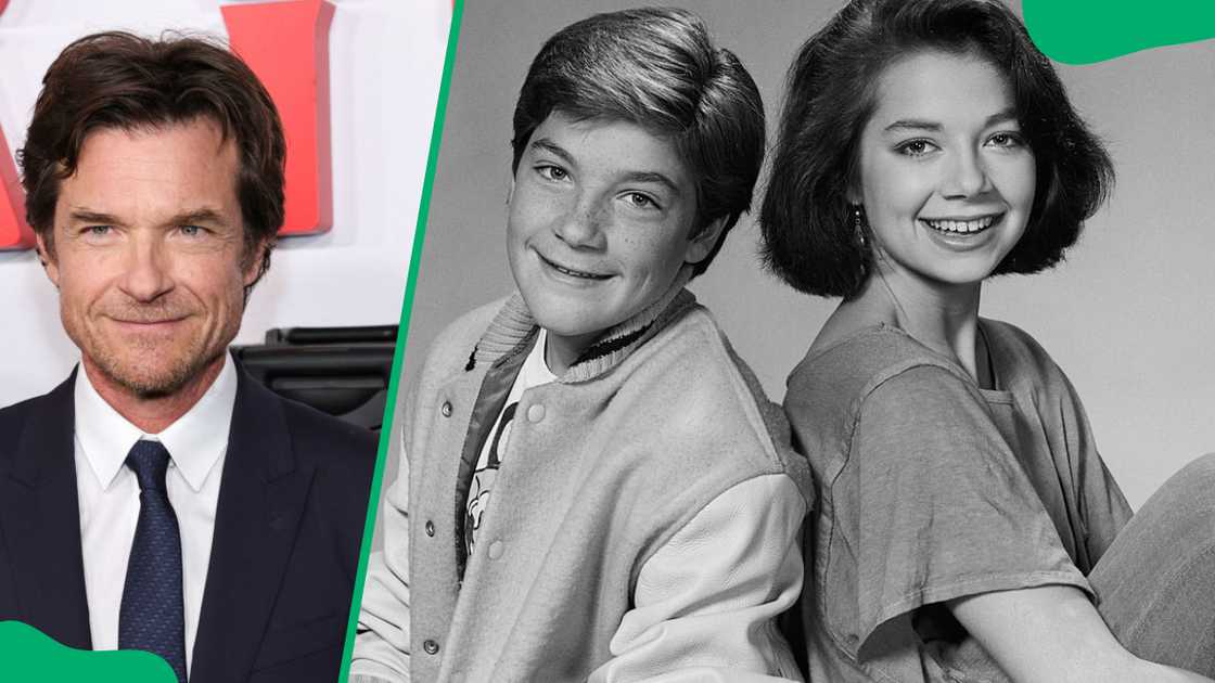 Actor Jason Bateman at the 2024 premiere of Carry On (L). Jason and Justine Bateman in 1984 (R)