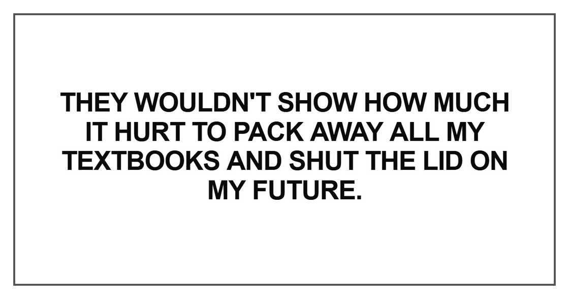 They wouldn't show how much it hurt to pack