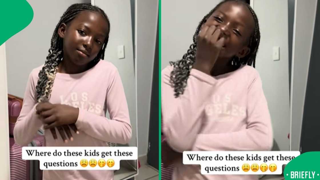 The visual on the right showed her expression after revealing she wants a step dad The visual on the right showed her expression after revealing she wants a step dad