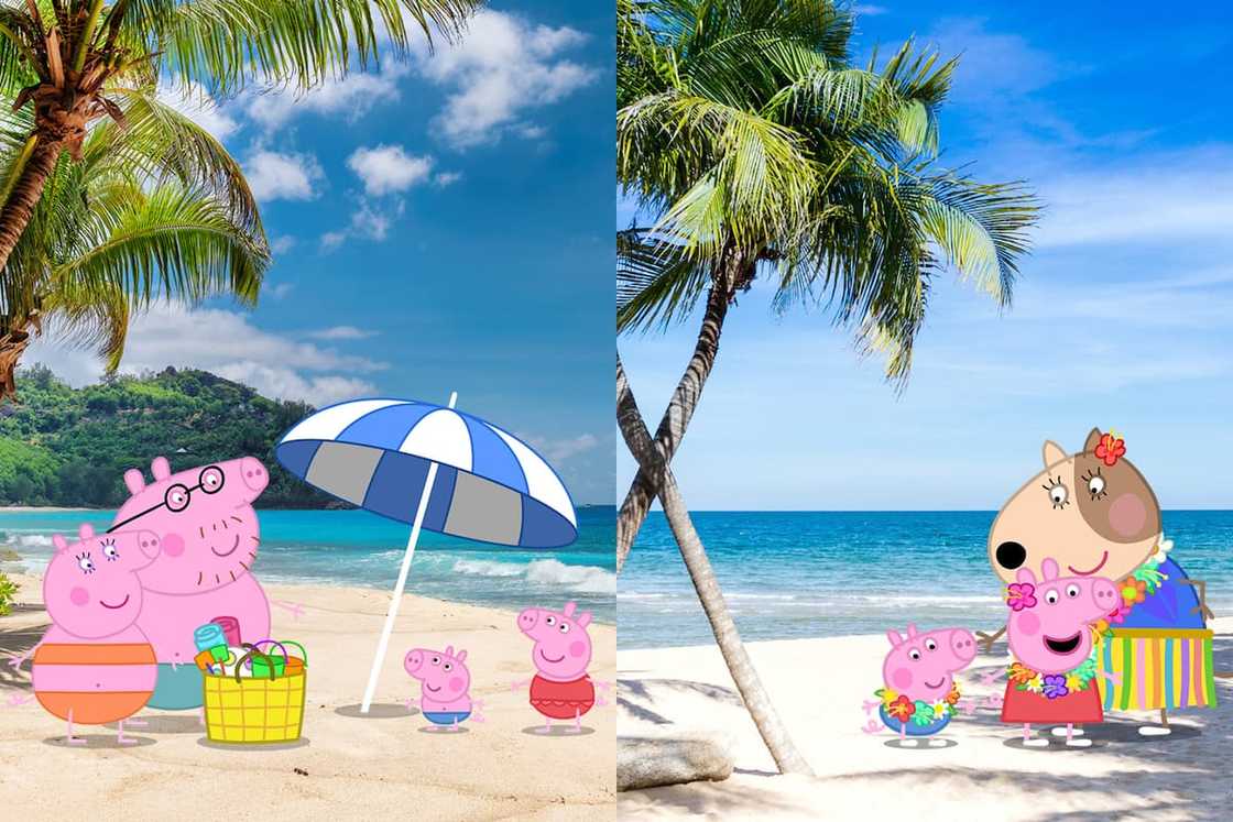 Peppa Pig's family at the beach