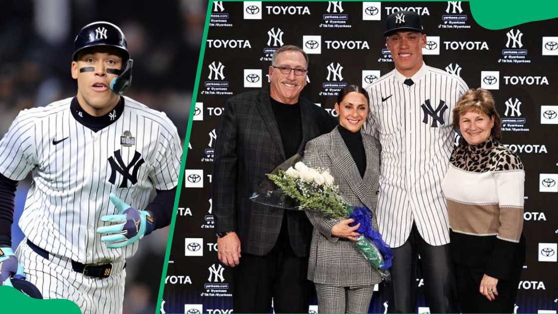 Aaron Judge, his wife Samantha, and his parents, Patty Judge and Wayne Judge Aaron Judge, his wife Samantha, and his parents, Patty Judge and Wayne Judge