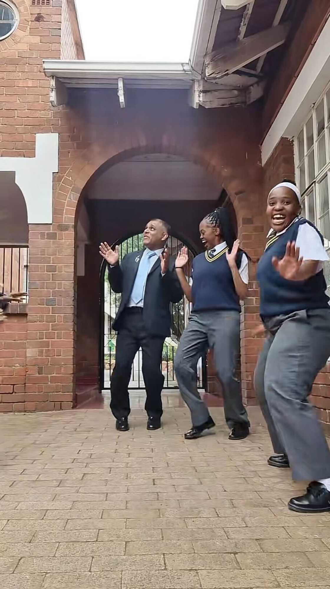 A principal interrupted a group of pupils doing their zep dance, and his moves stole the show.