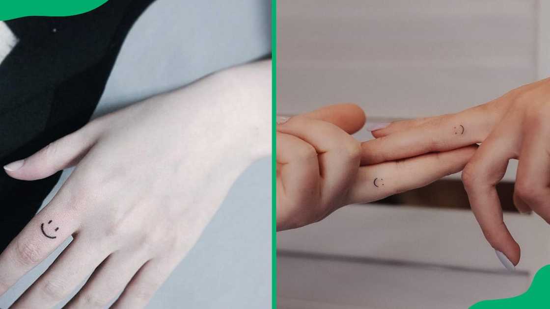 Small smiley finger tattoo Small smiley finger tattoo