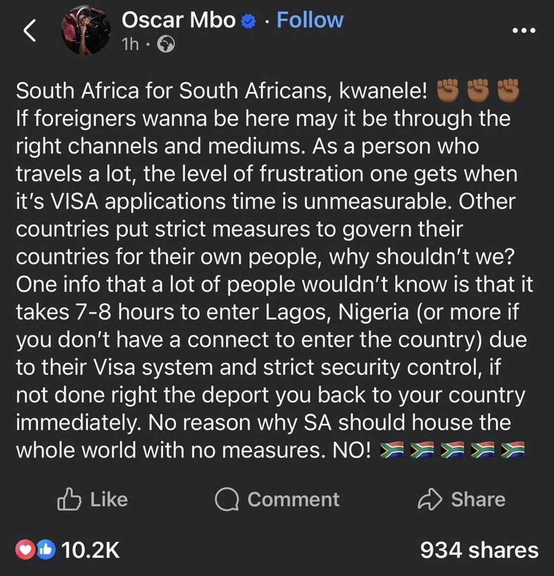 Oscar MBO expressed frustration at the growing number of undocumented foreign nationals in the country