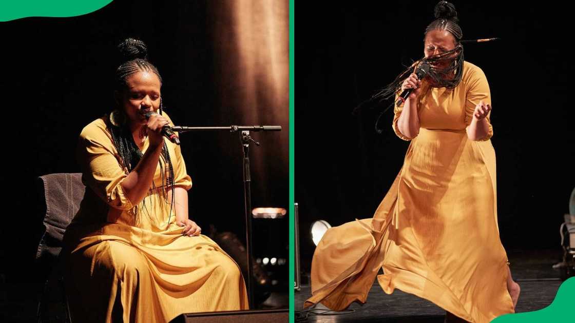 Hlengiwe Lushaba perfoms a song on stage Hlengiwe Lushaba perfoms a song on stage