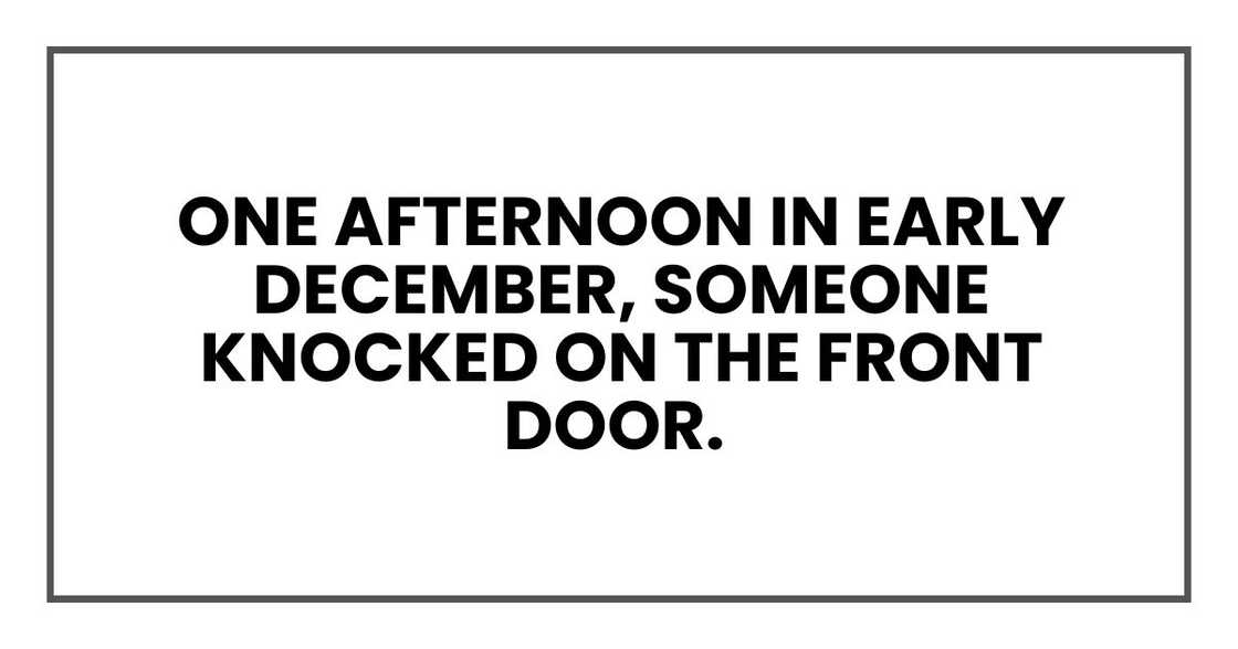 One afternoon in early December, someone knocked on the front door One afternoon in early December, someone knocked on the front door