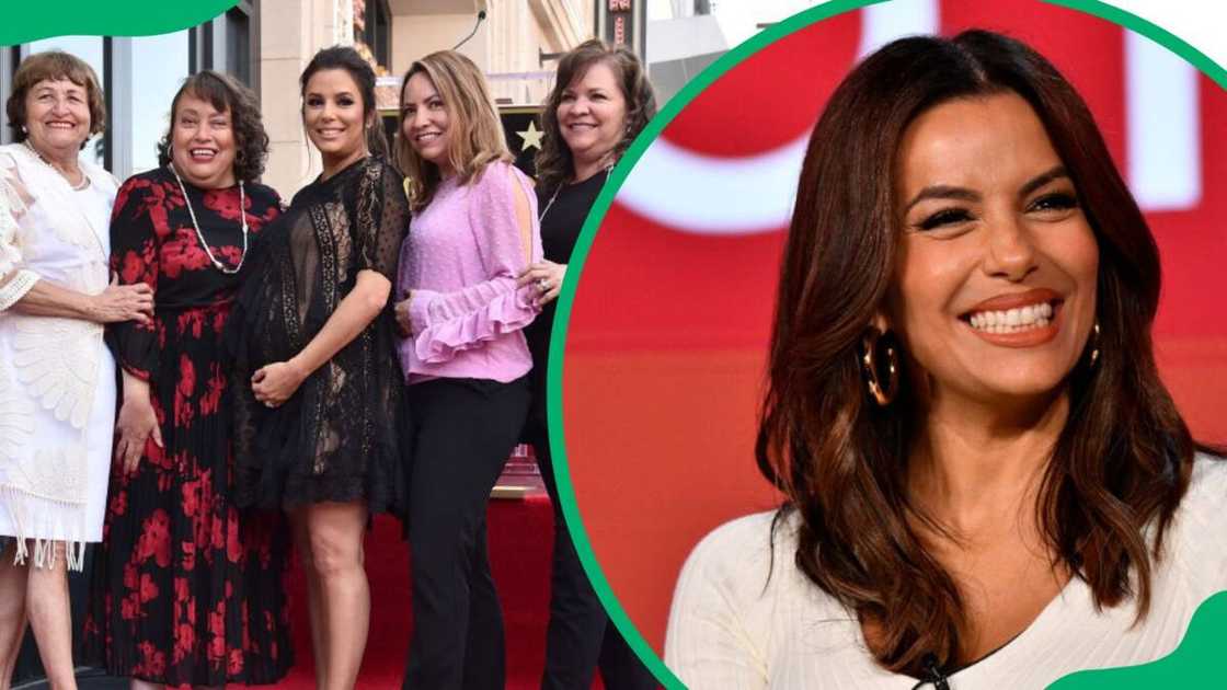 Ella, Liza, Eva, Esmeralda and Emily attending a ceremony in 2018 (L-R). Eva during the 2024 TCA Winter Press Tour (R) Ella, Liza, Eva, Esmeralda and Emily attending a ceremony in 2018 (L-R). Eva during the 2024 TCA Winter Press Tour (R)