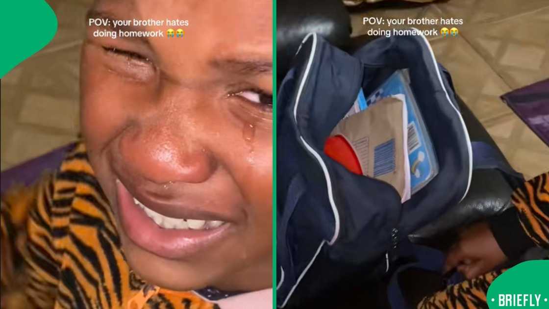 A viral TikTok showed a boy in a tiger-striped onesie refusing homework in favour of TV time