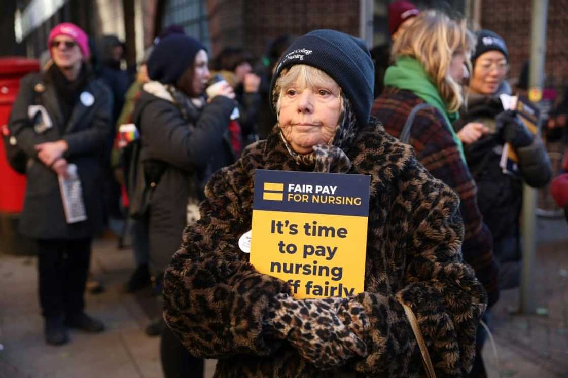 A nursing strike in London in December. A new two-day walkout by nursing staff over pay began Wednesday