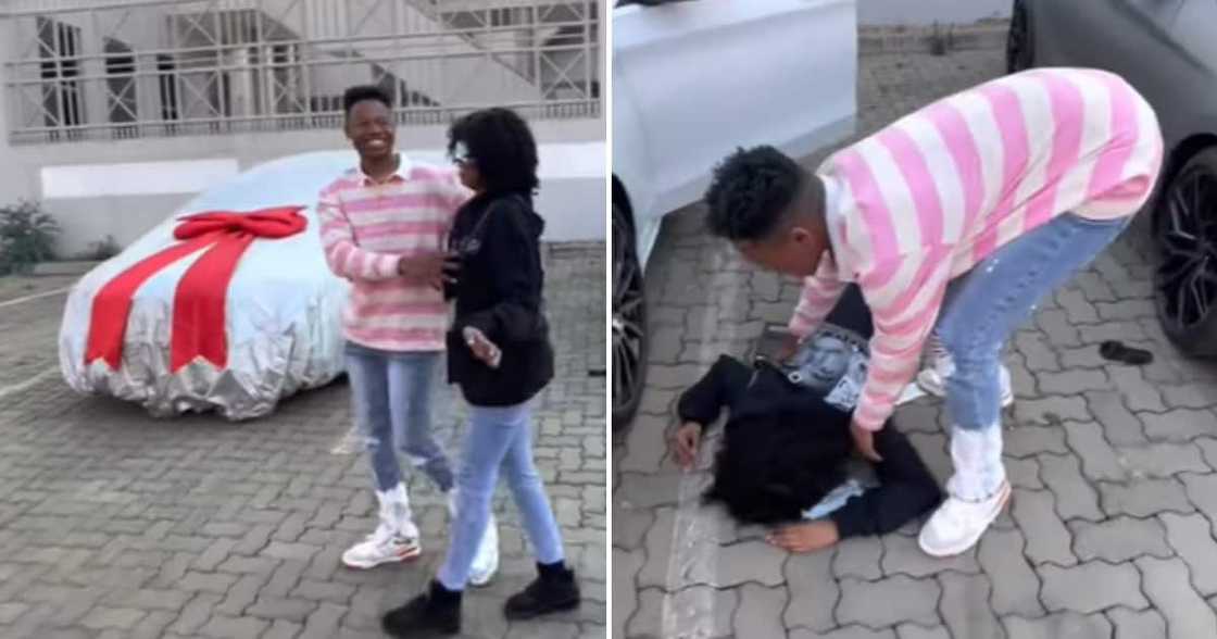 YouTuber Ghost Hlubi and his TikTokker bae Seemah in the moment where he bought her a car YouTuber Ghost Hlubi and his TikTokker bae Seemah in the moment where he bought her a car