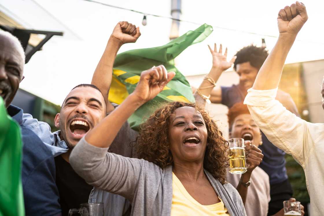 A woman celebrating a goal
