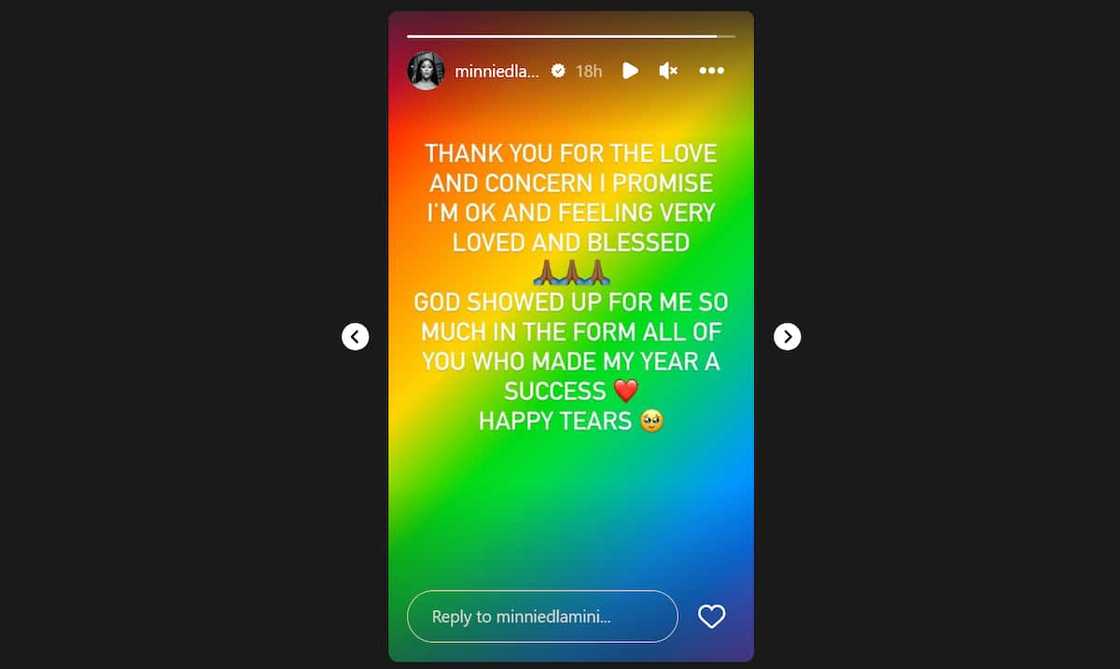 Minnie Dlamini is grateful to everyone that has shown her love throughout the year. Minnie Dlamini is grateful to everyone that has shown her love throughout the year.