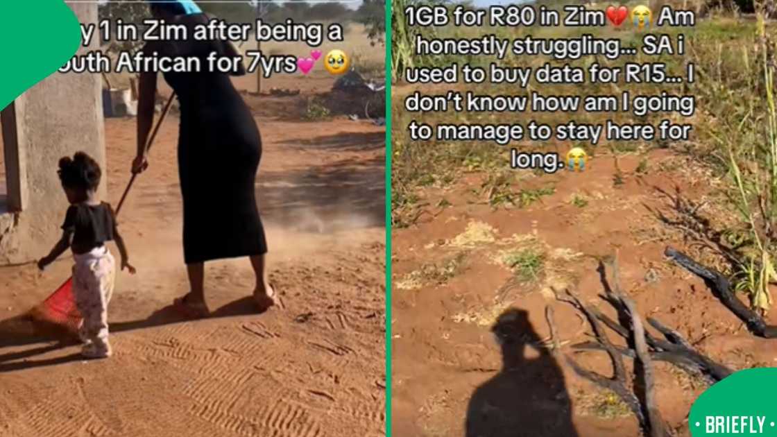 The screenshot on the right showed Mama Flora in Zim vlogging about how expensive data is there