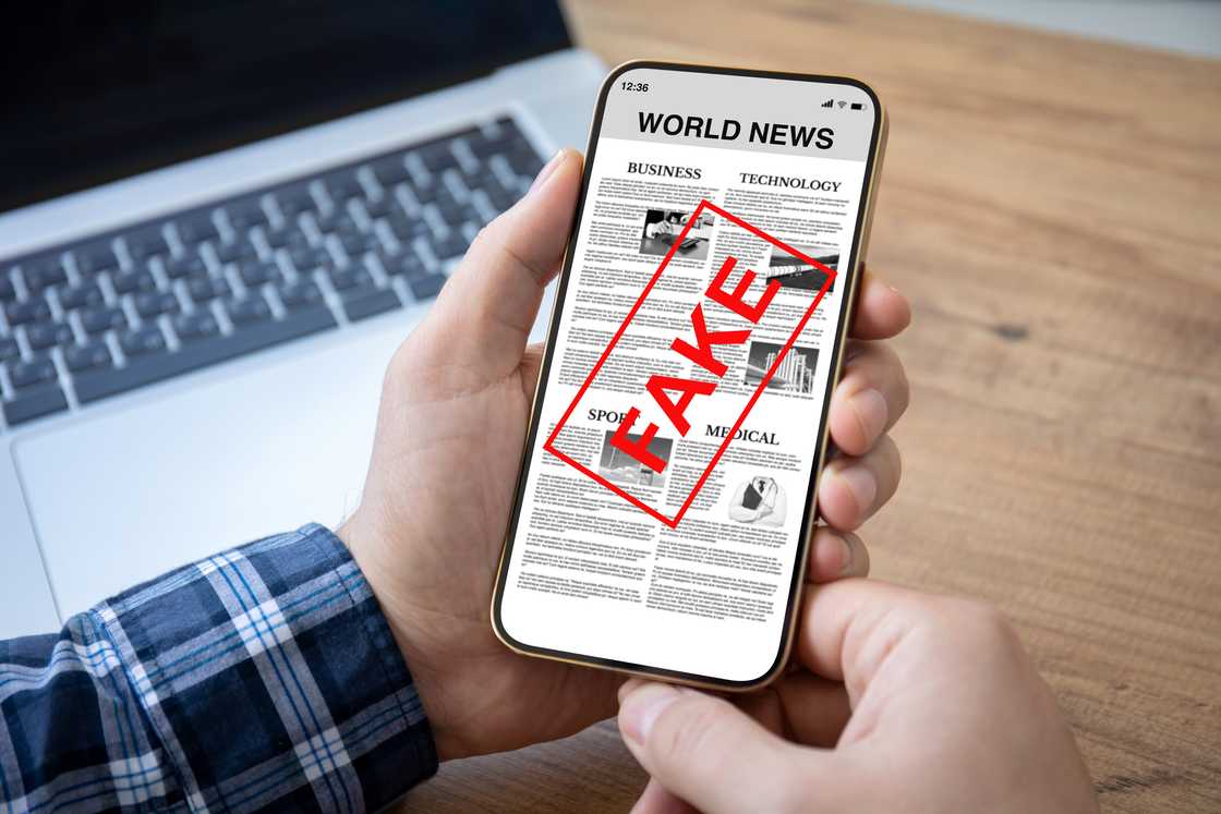 A fake news illustration on a phone