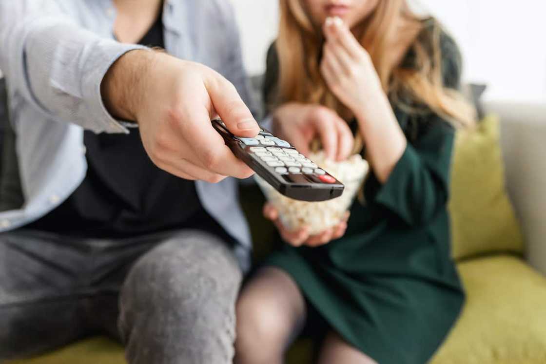 A couple watching TV