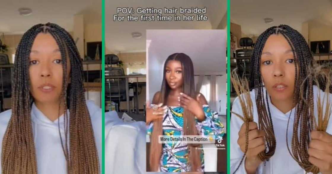 TikTok video of woman's first braids that went wrong TikTok video of woman's first braids that went wrong