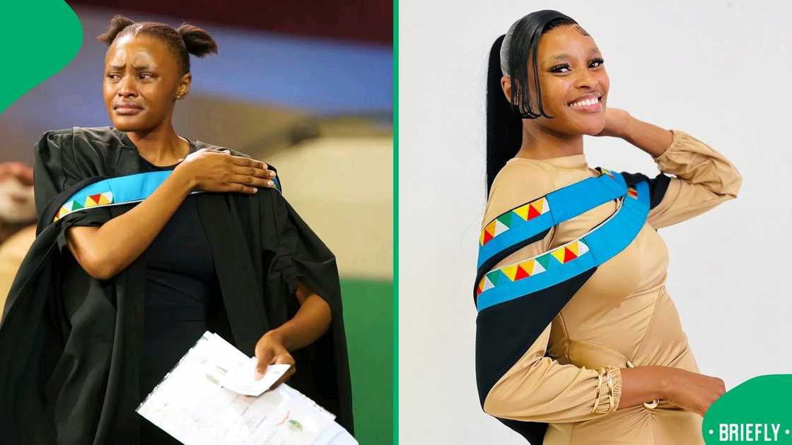 The visual on the right showed her after South Africans came through for her with a photoshoot and donations The visual on the right showed her after South Africans came through for her with a photoshoot and donations