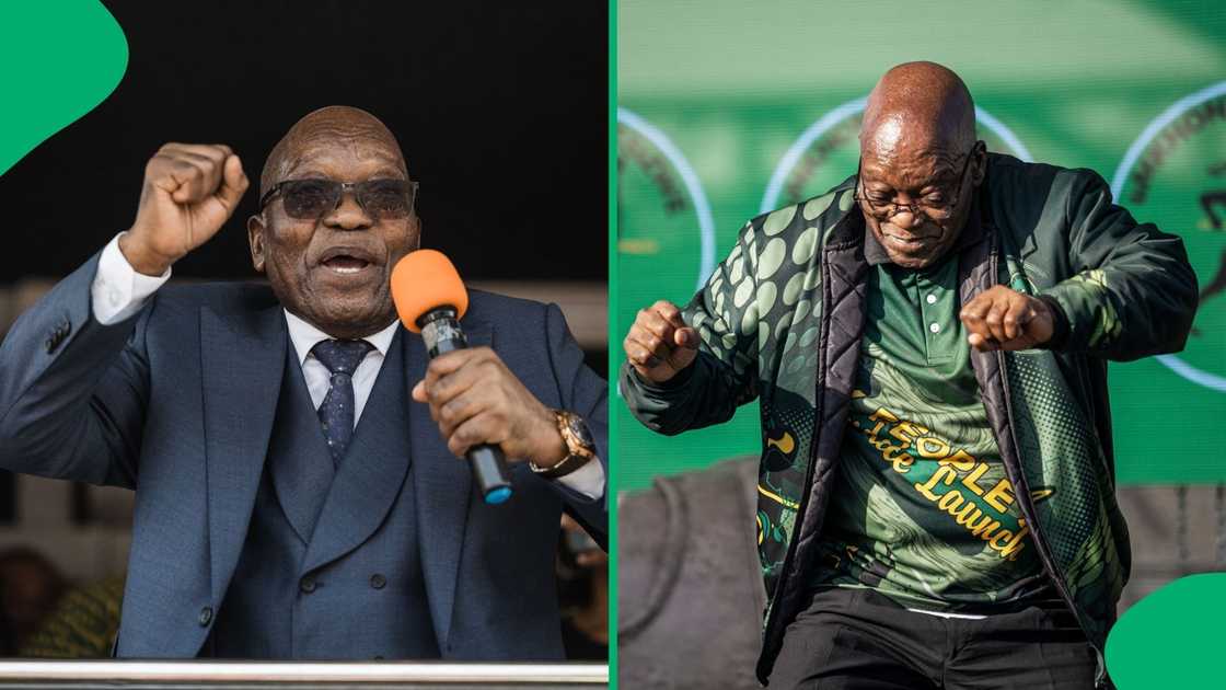 Jacob Zuma put on a show for the fans at the MK Party's celebrations at the Vosloorus Stadium.