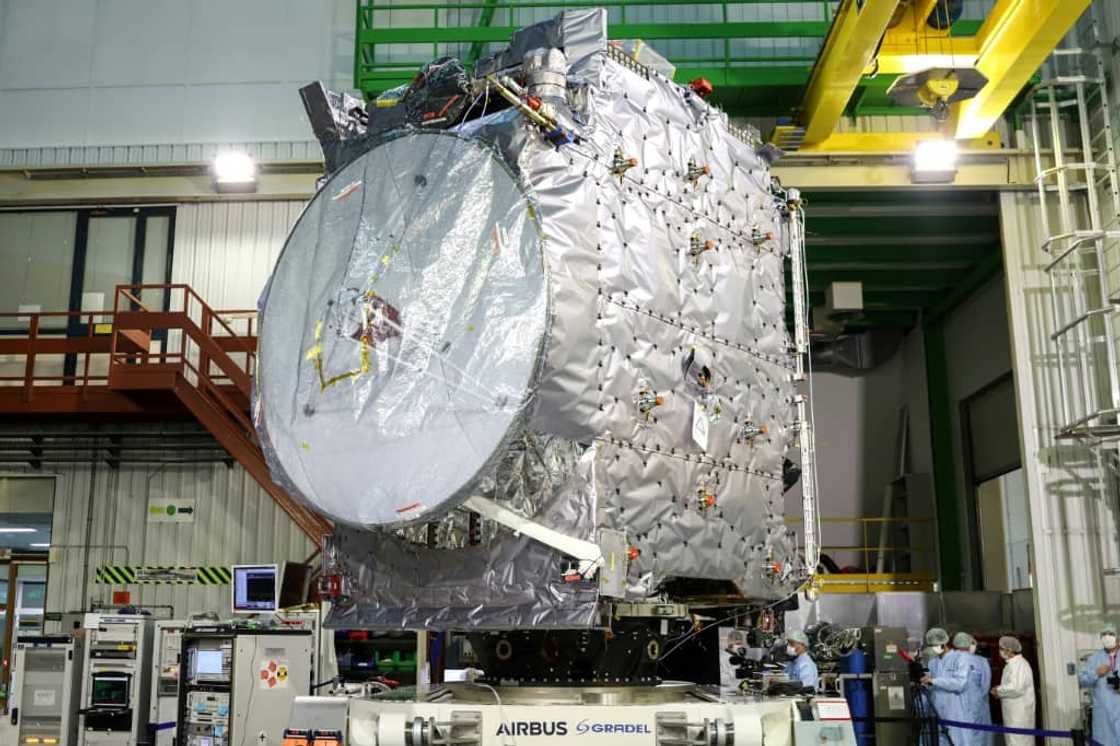 'The beast' is unleashed: Europe's JUICE spacecraft was unveiled in France ahead of its planned launch in April 'The beast' is unleashed: Europe's JUICE spacecraft was unveiled in France ahead of its planned launch in April