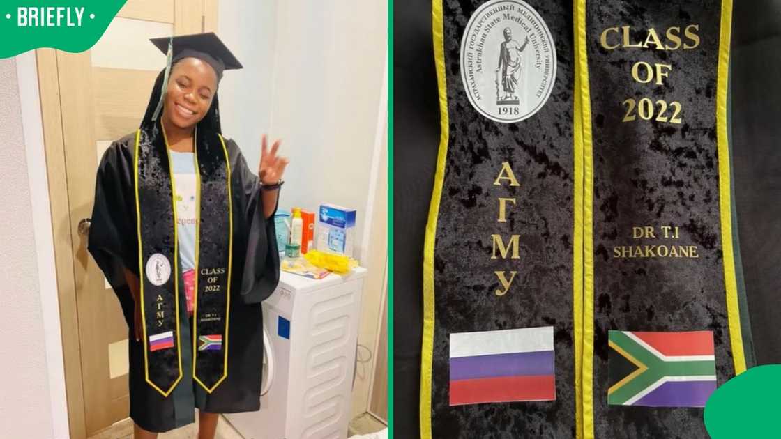 A woman in her graduation attire.