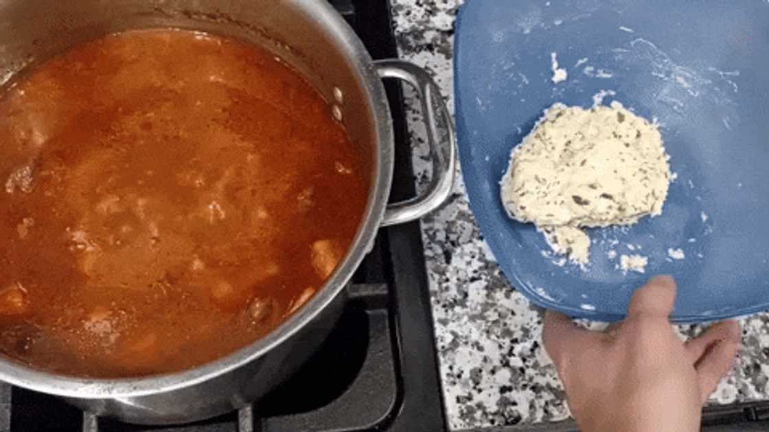 Combining stew and dumplings