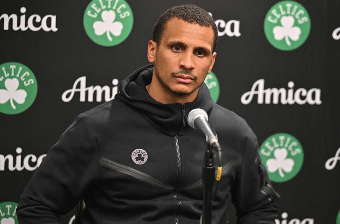 Joe Mazzulla of the Boston Celtics speaks during a press conference after the game against the Atlanta Hawks Joe Mazzulla of the Boston Celtics speaks during a press conference after the game against the Atlanta Hawks
