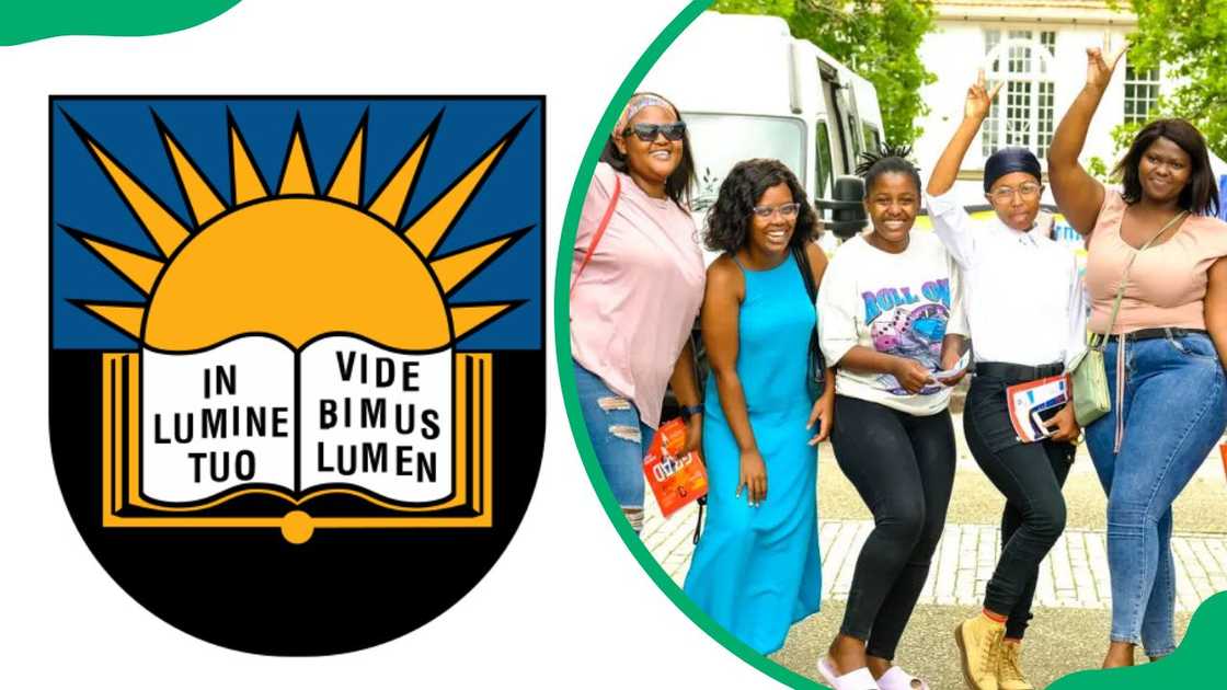 Fort Hare University logo and the campus students. Fort Hare University logo and the campus students.