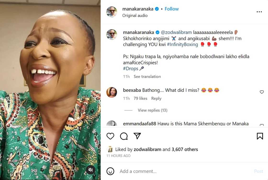 Manaka challenged Zodwa Wabantu Manaka challenged Zodwa Wabantu