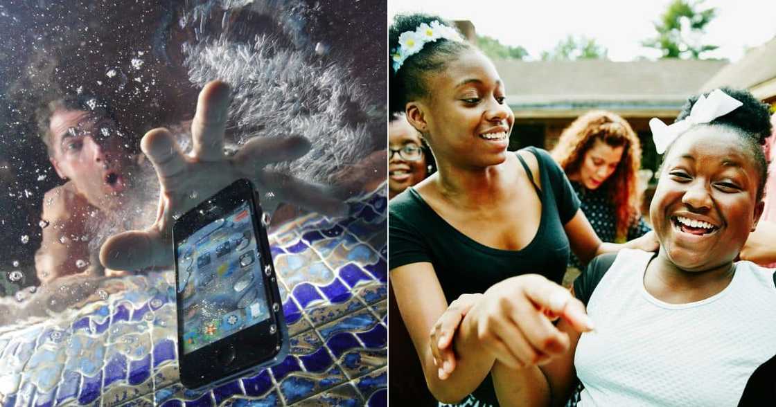 Man sets up camera Man sets up camera