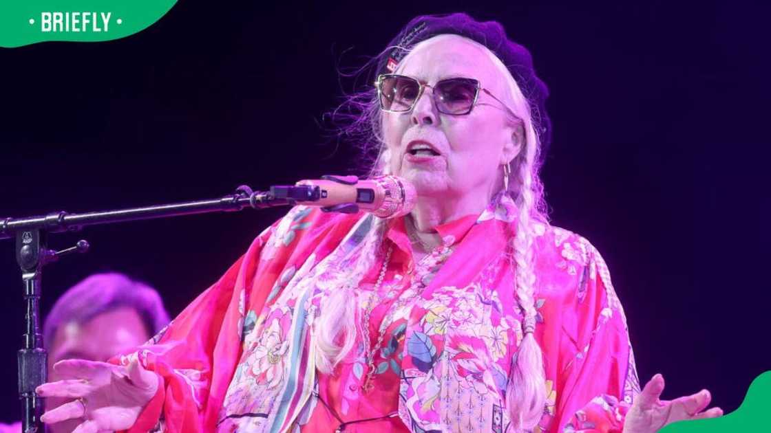 Singer Joni Mitchell during Joni Jam honouring her at Gorge Amphitheatre in 2023 Singer Joni Mitchell during Joni Jam honouring her at Gorge Amphitheatre in 2023