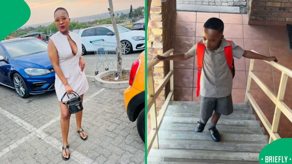 The image on the left showed Otshepeng posing in a white dress The image on the left showed Otshepeng posing in a white dress