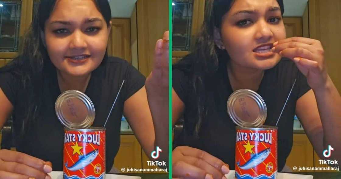 A woman explained how she eats tinned fish in a TikTok video