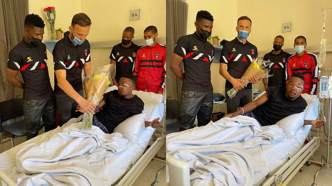 Paseka in the hospital after his injury with visitors. Paseka in the hospital after his injury with visitors.