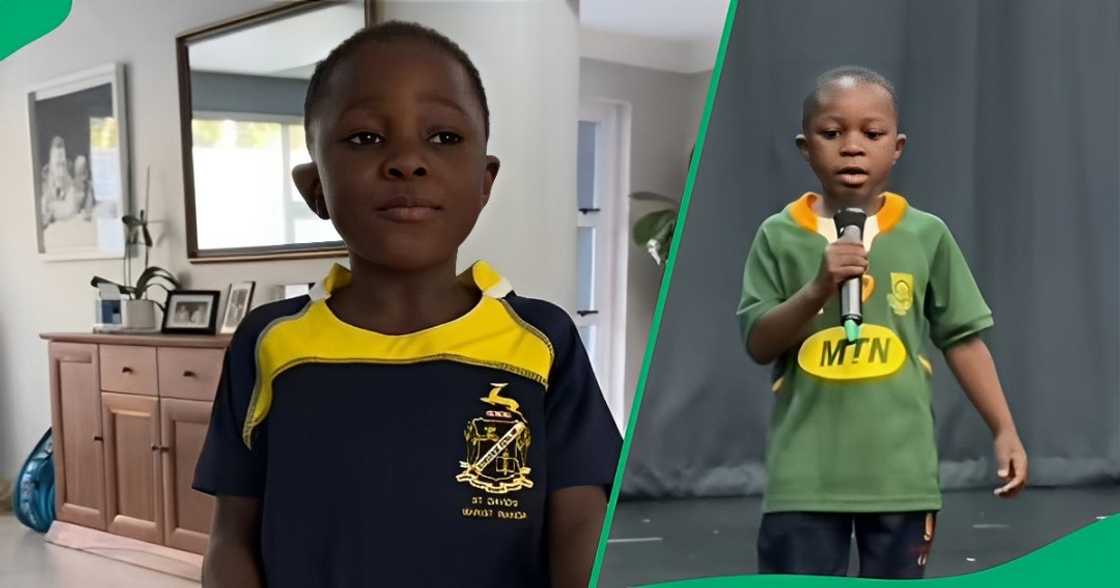 A TikTok video shows a little boy unveiling his Olympic gold medalist godfather for show and tell at school.