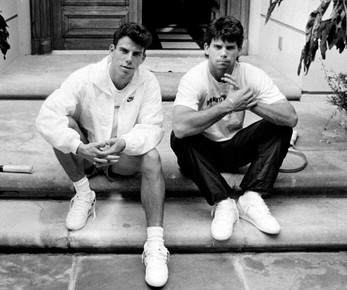 Erik and Lyle on the steps of their Beverly Hills home