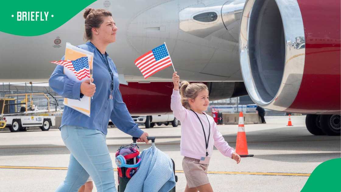 Afrikaner family arriving in the United States.